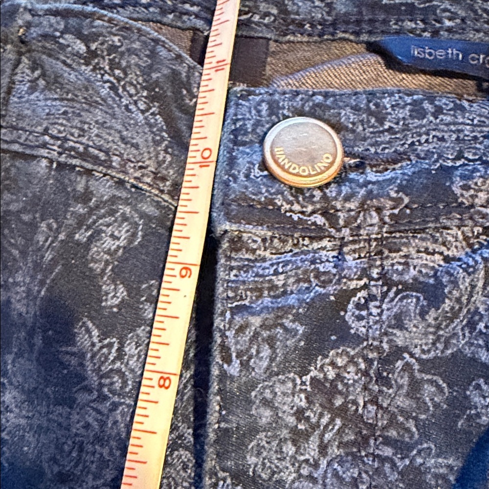 Bandolino Lisbeth Curvy Skinny Crop Jeans Blue Paisley Floral Acid Wash Size 6 - Picture 12 of 14
